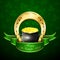 Patricks Day background with horseshoe and pot