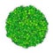 Patricks Day background in round circle shape with four green clover heap