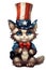 Patriot animal wearing a US Uncle Sam hat isolated on white transparent, USA presidential election