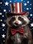 Patriot animal wearing US Uncle Sam hat, USA election, American national holiday