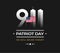 Patriot Day 9/11 Memorial illustration with USA flag, 911 Patrio