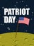 Patriot day. American flag on moon surface. Flag USA on yellow p