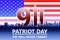 Patriot Day anniversary. Twin Towers in New York City on American flag background for Patriot Day.