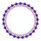 Patriotic abstract American flag round logo frame.