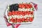 Patriotic American flag salad with blueberry, watermelon and feta