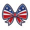 A patriotic bow tie features the stars and stripes of the American flag