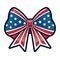 A patriotic bow tie features the stars and stripes of the American flag