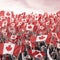 Patriotic Crowd Celebrating with Canadian Flags, Digital Illustration