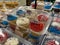 Patriotic cupcakes on a retail grocery store display