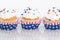 Patriotic cupcakes with sprinkles