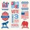 Patriotic design elements and motivational messages to encourage voting in United States 2020 election.