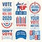 Patriotic design elements and motivational messages to encourage voting in United States 2020 election.