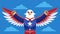 A patriotic eagle puppet soaring overhead as a symbol of American pride.. Vector illustration.