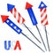 Patriotic fireworks set. 4th of july America celebration party watercolor Independence day of the USA Memorial, Flag Day