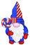 Patriotic gnome in american flag colors with big lollipop