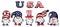 Patriotic Gnomes set with Stars and Stripes on white background