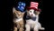 Patriotic Happy American Cat and Puppy in Red White Blue Flag Hat for July 4, USA , generative ai tools