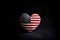 Patriotic heart with USA flag on black background. Generate ai