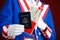 Patriotic: Holding A Passport And Airline Ticket