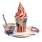 Patriotic Ice Cream Stars and Stripes Delight: Watercolor A Sweet Celebration of Americana