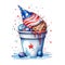 Patriotic Ice Cream Stars and Stripes Delight: Watercolor A Sweet Celebration of Americana