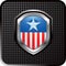 Patriotic icon on black checkered web button