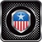 Patriotic icon on black halftone web icon