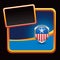 Patriotic icon on blue halftone stylized banner
