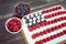 Patriotic, red white and blue, flag cake