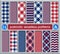 Patriotic set of white , blue, red seamless patterns