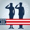 patriotic soldiers with usa flag to holiday