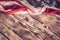 Patriotic symbols. American flag on an old wooden background