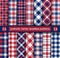 Patriotic Tartan Set of White , Blue, Red Seamless Patterns