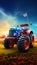 Patriotic USA Tractor on 3D Colorful Background. Generative ai