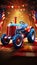 Patriotic USA Tractor on 3D Colorful Background. Generative ai