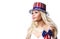 Patriotic Woman with American Flag print on Hat