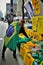 Patriotic woman selling t-shirts at the commerce of the pro-vote demonstration printed