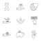 Patronage icons set, outline style