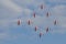 Patrouille Suisse Airshow above ZÃ¼richs Sky with Swiss Army airplaine PC-7 Pilatus Porter