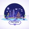 Pattaya skyline icon with strret food cart - vector