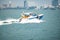 Pattaya, Thailand - February 04, 2023: Tourist speedboats at sea, Koh Larn - Pattaya Thailand