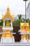 PATTAYA, THAILAND - JANUARY 7, 2017: Beautiful golden Brahma statue. Copy space for text.