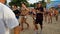 PATTAYA, THAILAND - JUNE 8, 2019: a part of runner , participant of Pattaya Bikini Run 2019 in Pattaya, Thailand on JUNE 8, 2019
