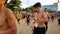 PATTAYA, THAILAND - JUNE 8, 2019: a part of runner , participant of Pattaya Bikini Run 2019 in Pattaya, Thailand on JUNE 8, 2019