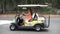 Pattaya, Thailand - May 22, 2019: girl driving Golf electric car at the zoo