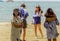 PATTAYA,THAILAND - OCTOBER 15,2018: The beach A group of tourists prepare themselves