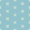 Pattern with abstract geometric daisies and blue background. Bauhaus style