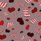 Pattern with abstract red,white and burgundy hearts