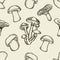 Pattern with artistically drawn mushrooms