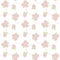 Pattern of ashen pink roses with ribbons of a light crescent and green leaves on a white background vector seamless.